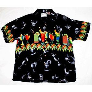 Thumbs Up Mens Short Sleeve‎ Button Hawaiian Rayon